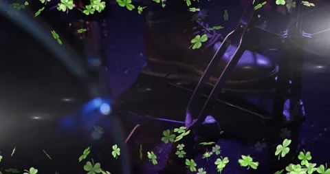 Animation of clover icons over man playing drums Stock Footage 328707356