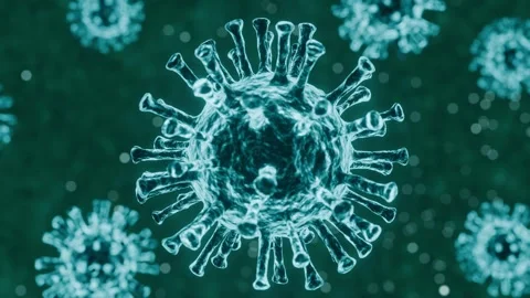 Animation of a cluster of blue microscopic viruses Video stock 333789717