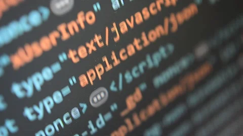 Animation code program on javascript on screen display of computer monitor. Stock Footage 267088432
