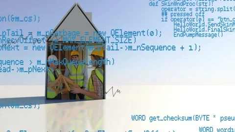 Animation of coding, graph on digital interface with caucasian engineers working Stock Footage 326630256