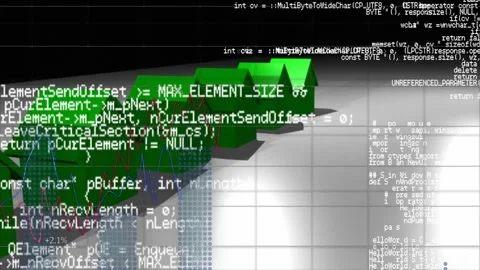 Animation of coding on grid digital interface with red house standing out from Stock Footage 203889616