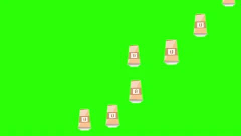 Animation of coffee cups on green screen chroma key, flat design elements Stock Footage 151864897