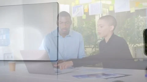 Animation of cogs spinning over business people Stock Footage 326625988