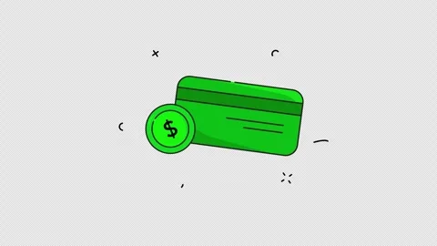 Animation of coin icon with debit card. looping animation with financial Video stock 270212980