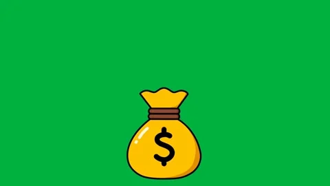 Animation of a coin pouch going in and out of the pouch with a green screen back Stock Footage 318859180