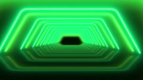 Animation coloeful neon light geometric shape on black background. Stock Footage 220768097