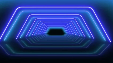 Animation coloeful neon light geometric shape on black background. Stock Footage 220768170