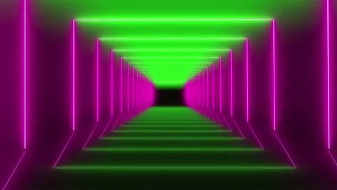 Animation coloeful neon light geometric shape on black background. Stock Footage 220768189