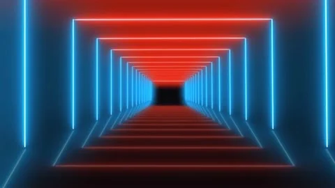 Animation coloeful neon light geometric shape on black background. Stock Footage 220768221