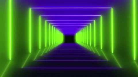 Animation coloeful neon light geometric shape on black background. Stock Footage 220768242