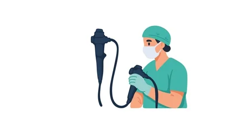 Animation of colonoscopy examination by gastroenterologist Stock Footage 340879072