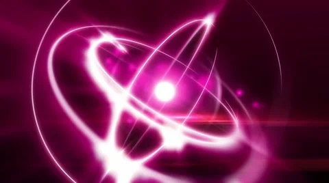 Animation color changing light atom nucleus and electron flying Видео 60614333