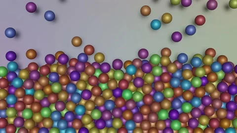 Animation of colored balls falling and filling the screen Video stock 229770042
