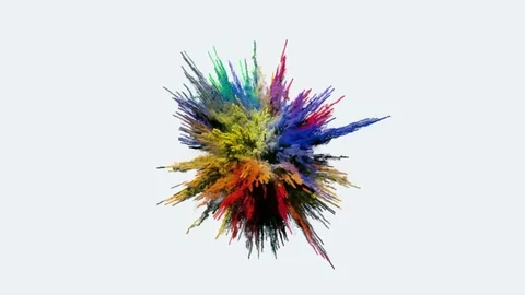 Animation of a colored explosion of a powder. 3D rendering. Stock Footage 83111324