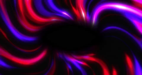 Animation of colored glowing curls flying from the center on a black backgro Stock Footage 239706525