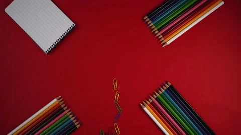 Animation of colored pencils on a table. Stock Footage 151603013