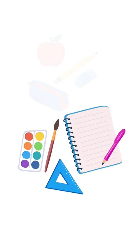 Animation colorful educational objects for back to school season Stock Footage 346374128