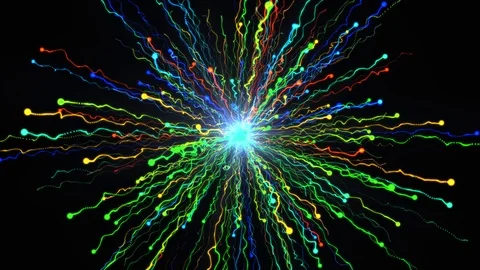 Animation Of Colorful Explosion. Explode Glowing Particles Stock Footage 117000374