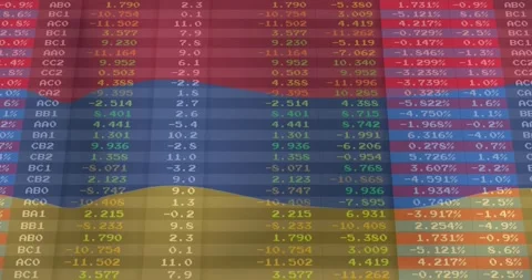 Animation of colorful financial data table with labels and numbers in rows Stock Footage 328303988