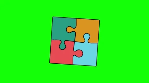 Animation of Colorful Jigsaw Interlocking Puzzle Pieces on Green Background Stock Footage 286173978