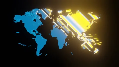 Animation of colorful lining texture or pattern formation on the world map, Stock Footage 139601928