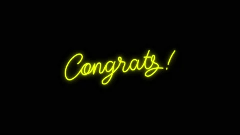 Animation colorful neon light text Congrate on black background. Stock Footage 203160432