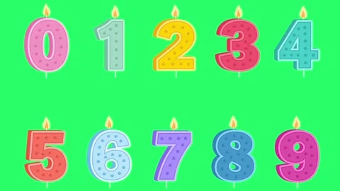 Animation colorful numbers 0-9 on green screen. Stock Footage 252139561