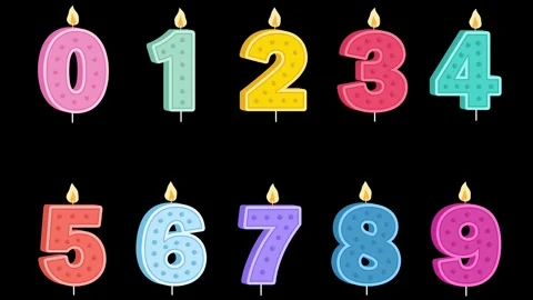 Animation colorful numbers 0-9 on black screen. Stock Footage 252139569