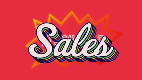 Animation of colorful sales text with zig zag pattern against red background 動画素材 221520177