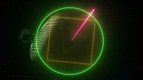 Animation of colourful circle, triangle and square scanning tennis ball bouncing Stock Footage 263913137