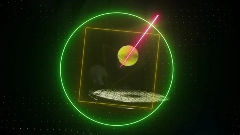 Animation of colourful circle, triangle and square scanning tennis ball bouncing Stock Footage 330106054
