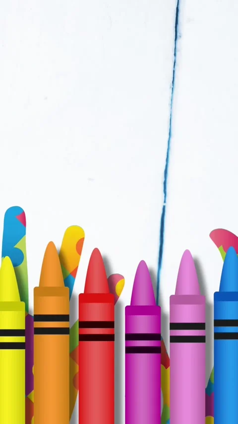 Animation of colourful crayons over hands formed with puzzles Stock Footage 331719853