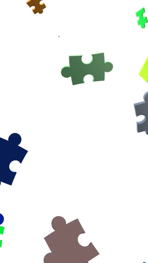 Animation of colourful pieces of puzzle falling on white background Stock Footage 344244521