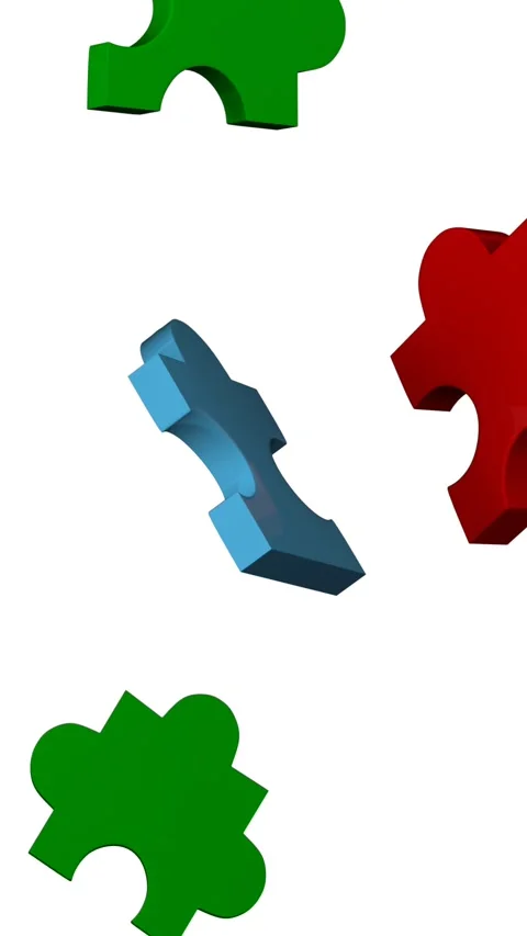 Animation of colourful pieces of puzzle falling on white background Stock Footage 344244523