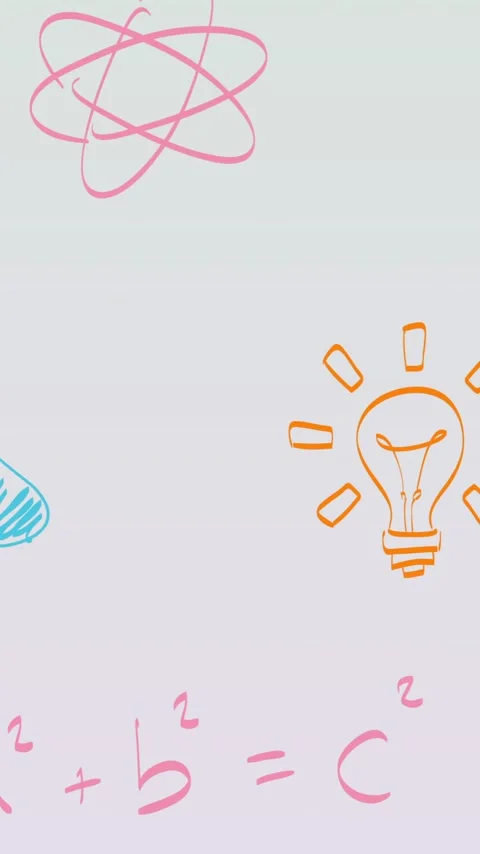 Animation of colourful science and learning icons on white background Stock Footage 343901927