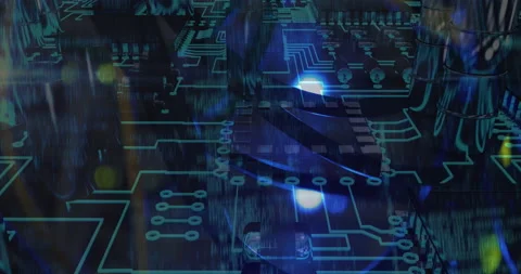 Animation of colourful shapes with a blue microprocessor Vídeo Stock 147870383