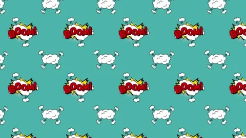 Animation of comic 5 options text over multiple comic speech bubbles with comic Stock Footage 326035807