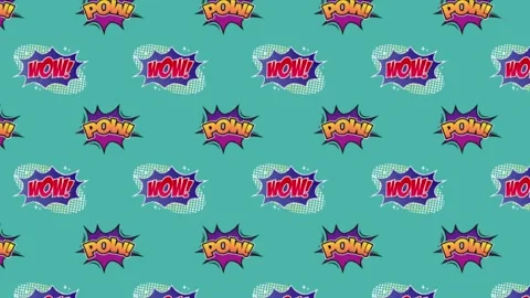 Animation of comic options text over multiple comic speech bubbles with comic Stock Footage 327197044