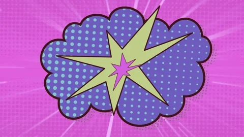 Animation of comic options text over multiple comic speech bubbles with comic Stock Footage 330343804