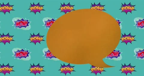 Animation of comic speech bubble over multiple wow text Stock Footage 168443863
