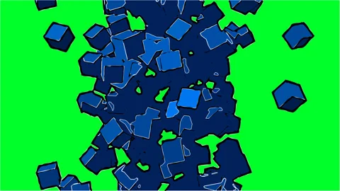 Animation in comic style of Cubes and Spheres Falling on a Background Stock-Footage 165680006