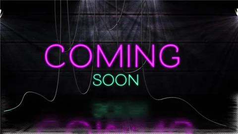 Animation of coming soon text in pink and blue neon, with hanging cables on Stock-Footage 166226014