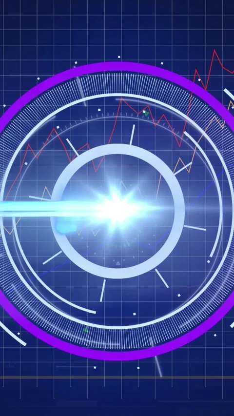 Animation of compass and light on scientific graph Stock Footage 344765845