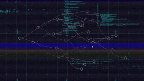 Animation of complex network diagram with digital data in school coding Stock Footage 303430299