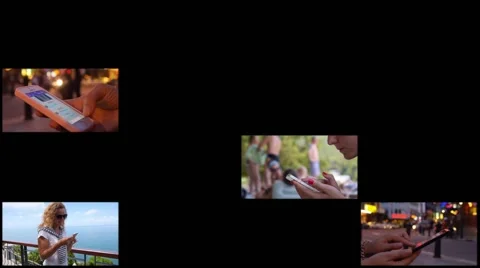 Animation Composition of Using Smartphone. Hi-tech Stockbeeldmateriaal 53086806