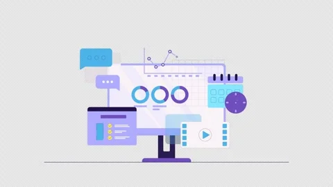 Animation of computer and graphics, Financial diagram and charts. programming Stock Footage 253493185