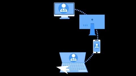 Animation of a computer and smartphone connected by a dotted line, symboliz.. 動画素材 315002199