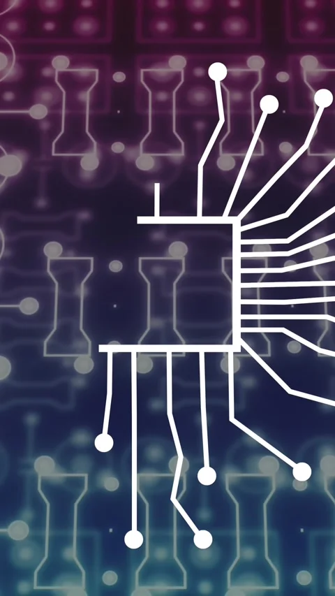 Animation of computer circuit board with ai data processing Stock Footage 343609119