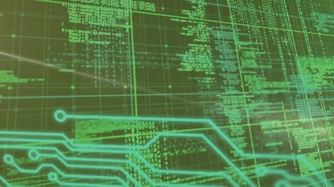Animation of computer circuit board and data processing Stock Footage 329166398