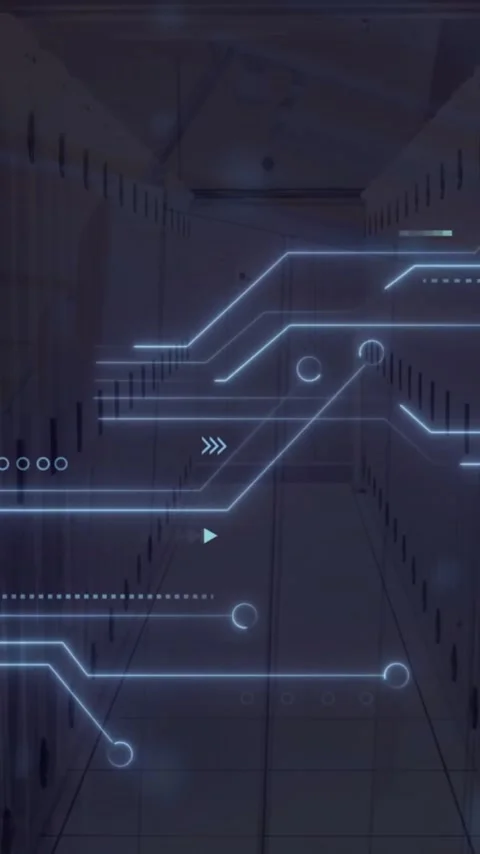 Animation of computer circuit board and data processing Stock Footage 343901814